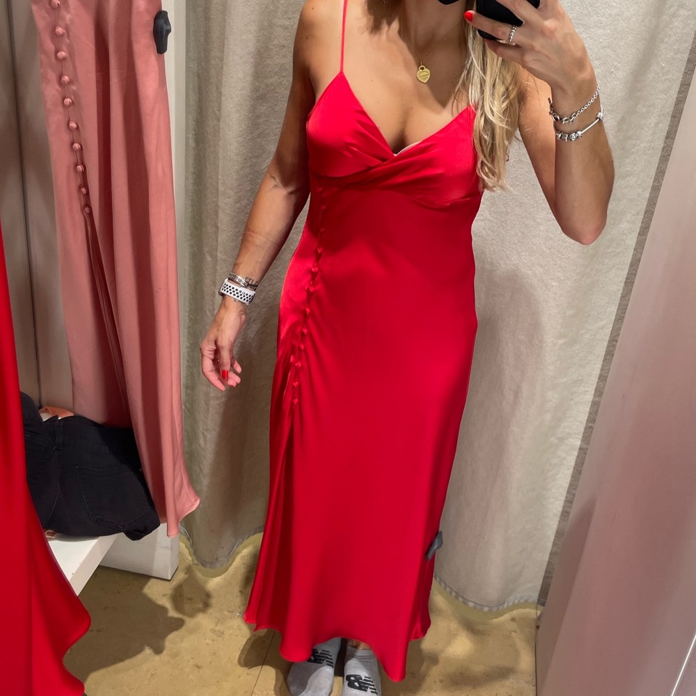 ZARA dress- satin red- Size M- NEW